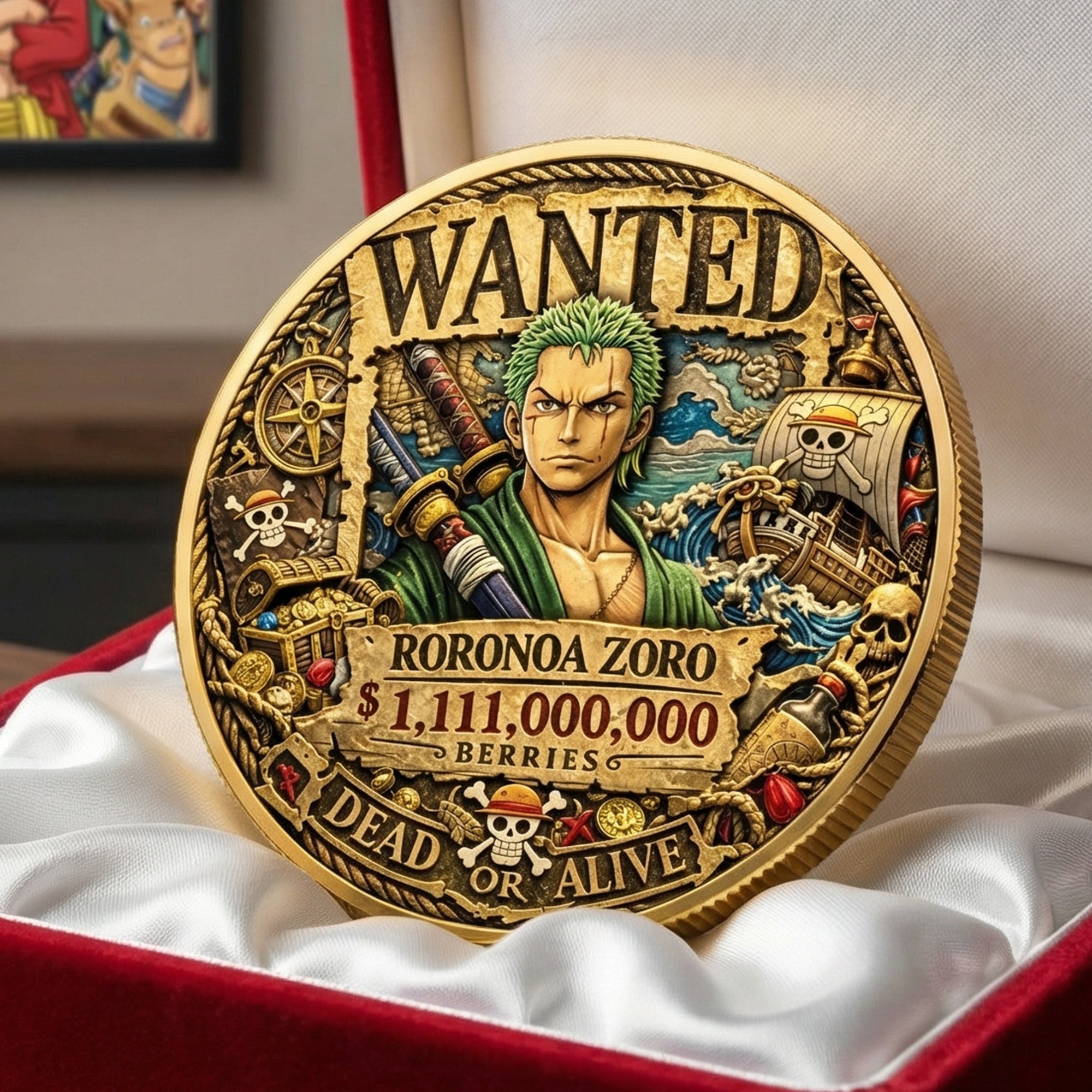 "Unleash Your Inner Pirate with Roronoa Zoro!" - Personalized Adventures Characters Printed Metal Coin - Gift for Anime Lovers, Collectors, and Special Occasions Coin PopCulturePrints