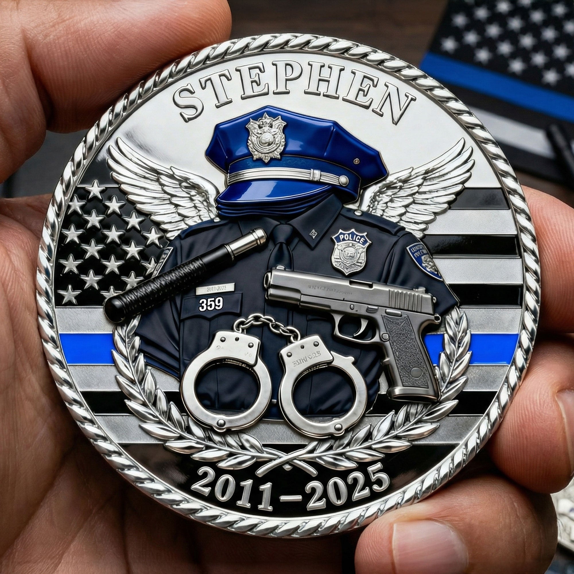 Honor Their Service: Personalized Law Enforcement Appreciation Coin - Gift for Police Retirement Coin PopCulturePrints