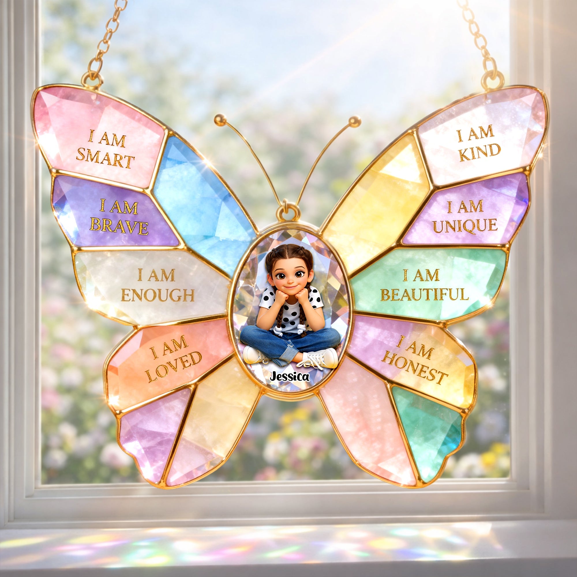 Spread Joy with 'I Am Unique' - Custom Photo Suncatcher Ornament for Kids Ornament PopCulturePrints