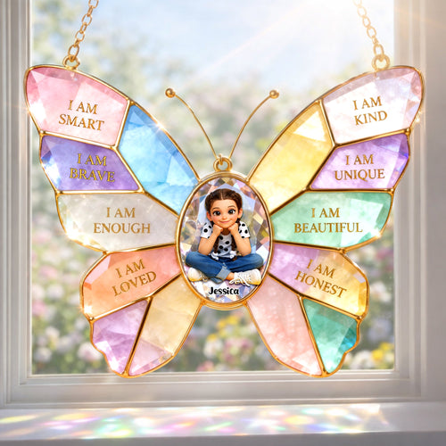 Spread Joy with 'I Am Unique' - Custom Photo Suncatcher Ornament for Kids Ornament PopCulturePrints
