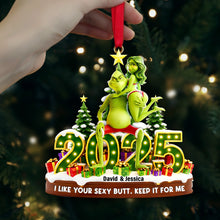 Load image into Gallery viewer, “Celebrate Your Love with Humor” - Playful Green Couple Ornament - Personalized Gift for Couples Ornament PopCulturePrints
