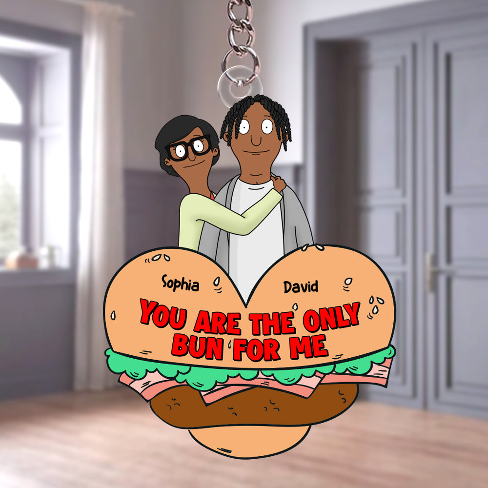 Personalized Funny Burger Couple Keychain – Custom Gift