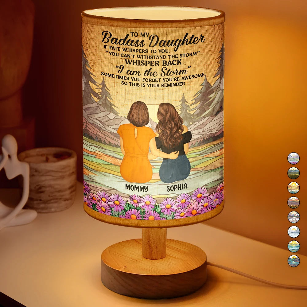 To My Badass Daughter Whisper Back 'I Am The Storm' - Personalized Fabric Lamp | Gift for Mom, Grandma, or Daughter Fabric Lamp PopCulturePrints