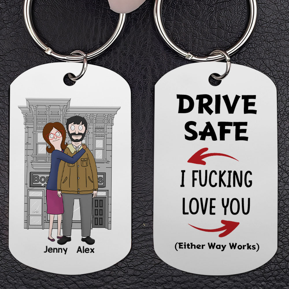 Unique Personalized Couple Keychain - Drive Safe Love Gift for Valentine's Day Gifts Keychains PopCulturePrints