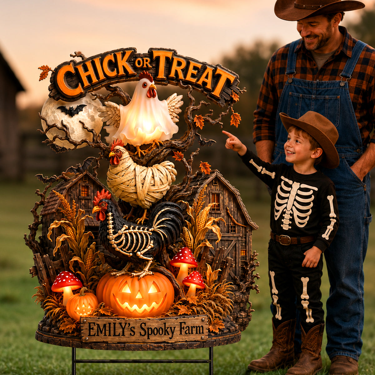 "Chick or Treat!" – Personalized Spooky Farm Halloween Chick Yard Sign - Unique Gift for Halloween Lovers