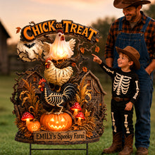 Load image into Gallery viewer, "Chick or Treat!" – Personalized Spooky Farm Halloween Chick Yard Sign - Unique Gift for Halloween Lovers
