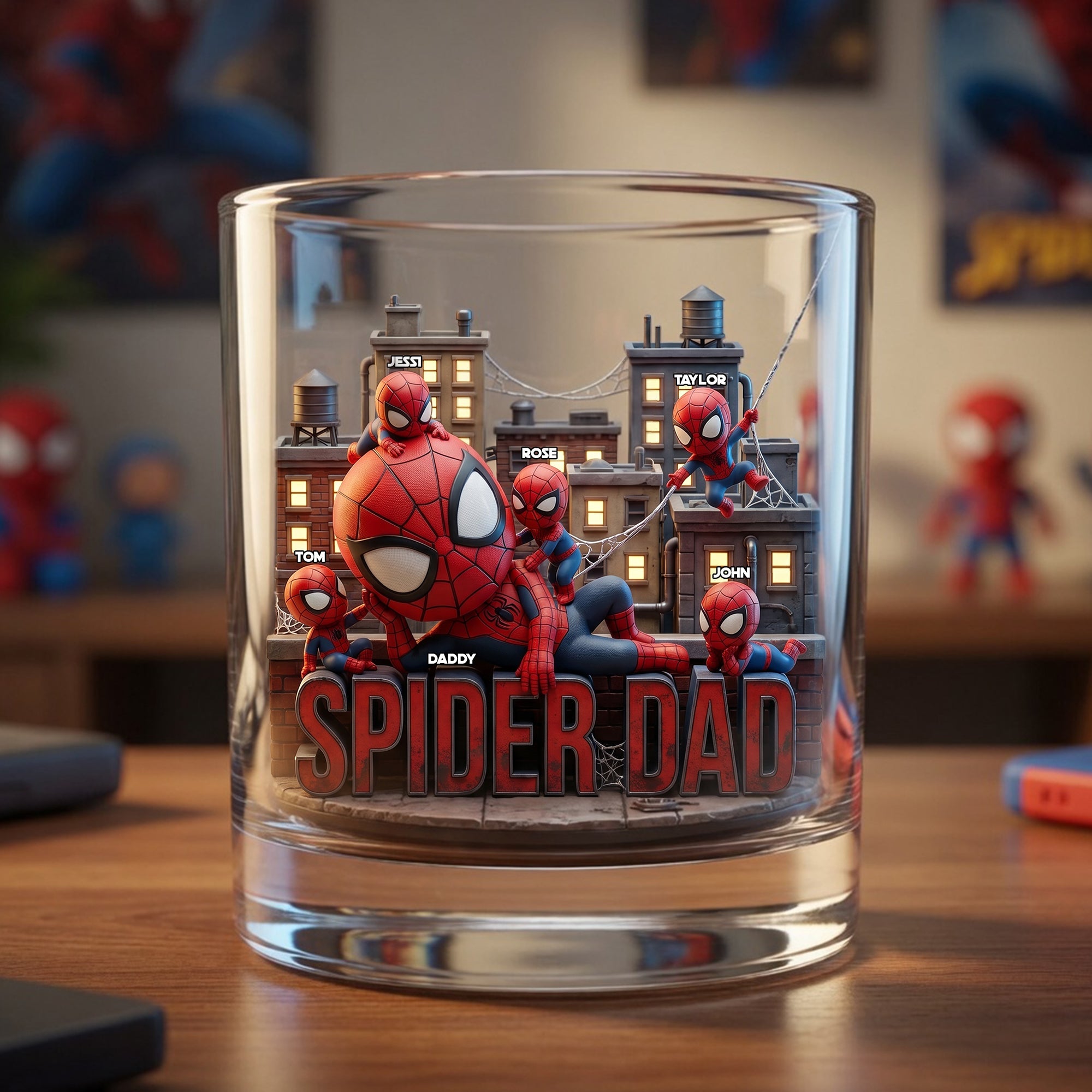 “Dad: My Hero” - Personalized Spider Dad Glass Mug - Perfect Gift for Fathers and Grandfathers Glass PopCulturePrints
