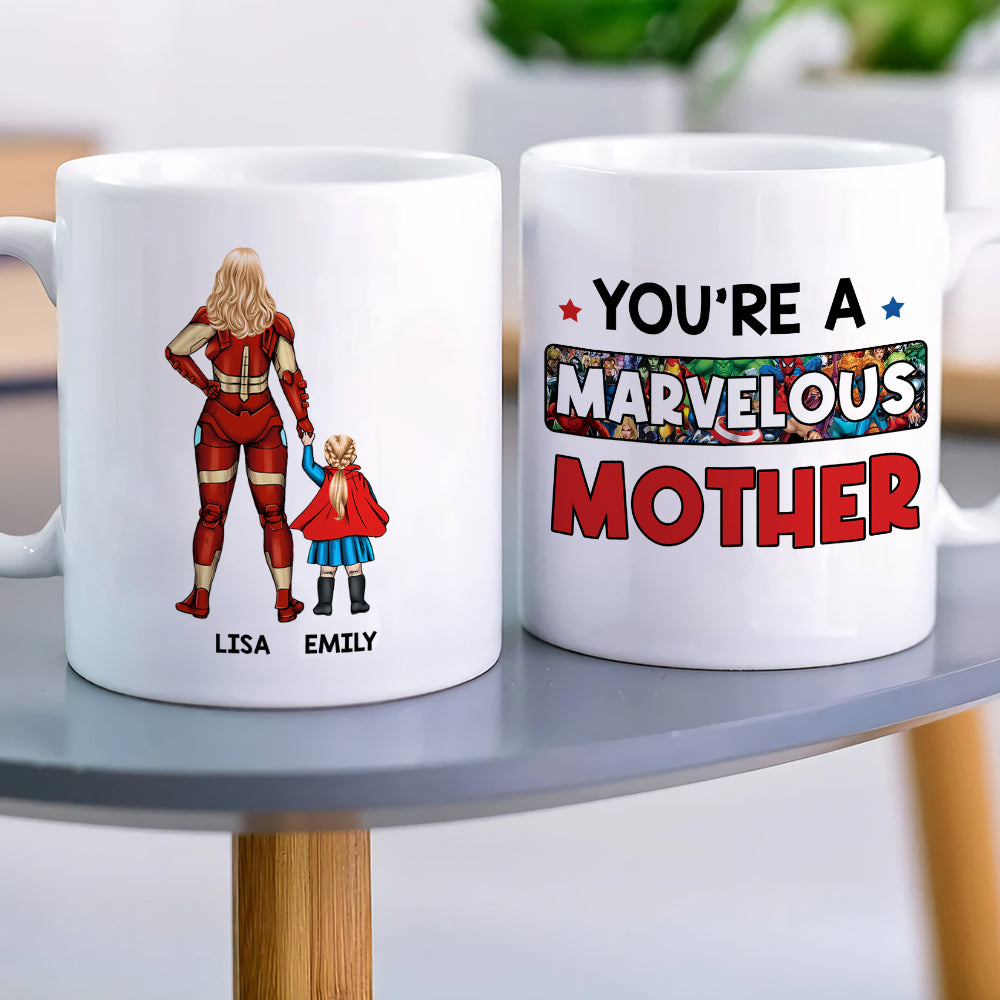 Marvelous Father Personalized Superhero Coffee Mug Coffee Mug PopCulturePrints