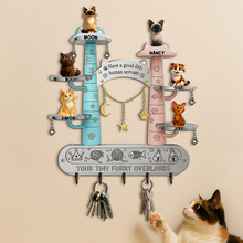 Load image into Gallery viewer, Have a Good Day, Human Servant! - Tiny Fluffy Cat Wood Key Hanger - Personalized Gift For Cat Lovers Wood Sign PopCulturePrints
