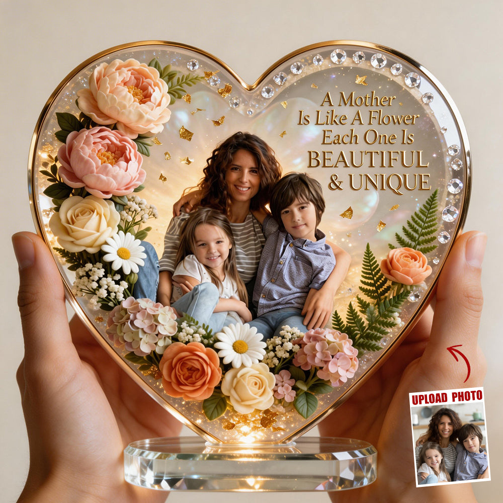 A Mother Is Like A Flower - Beautiful & Unique Custom Photo Acrylic Plaque Gift for Mom & Grandma Shaped Plaques PopCulturePrints