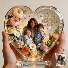 Load image into Gallery viewer, A Mother Is Like A Flower - Beautiful &amp; Unique Custom Photo Acrylic Plaque Gift for Mom &amp; Grandma Shaped Plaques PopCulturePrints
