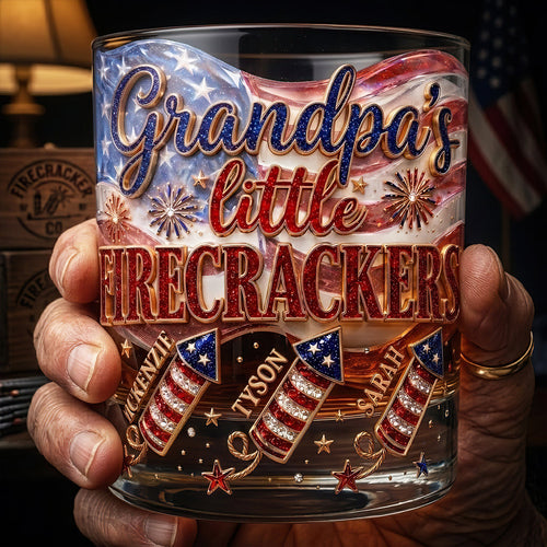 “Celebrating Grandpas with Custom Firecracker Designs” - Personalized Drinking Glass for Grandpas Glass PopCulturePrints