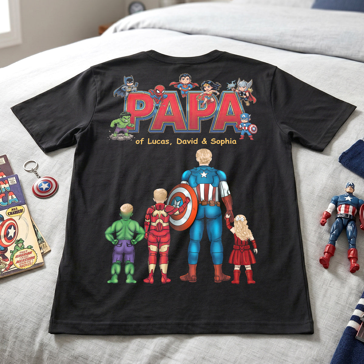 “The Best Superhero Ever” - Heroic Dad Shirt - Personalized Gift for Dads, Grandpas, and Father Figures Shirts PopCulturePrints