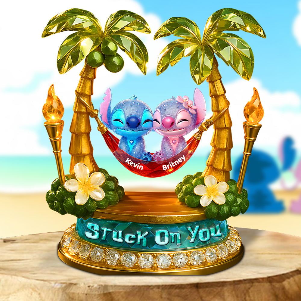 Stuck On You: A Personalized Acrylic Plaque for Couples Shaped Plaques PopCulturePrints