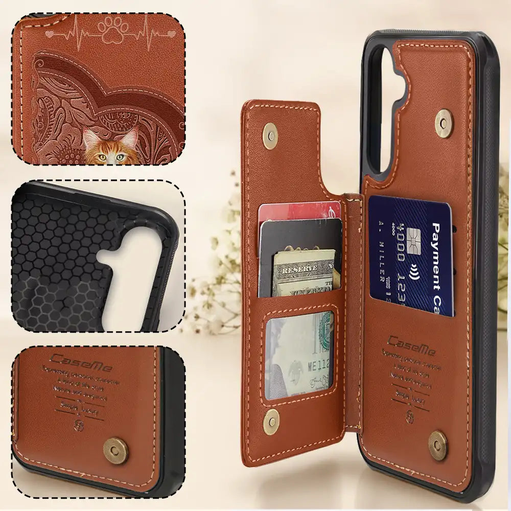 Cute Dogs And Cats Aesthetic Pattern - Personalized Leather Flip Wallet Phone Case Leather Flip Wallet Phone Case PopCulturePrints