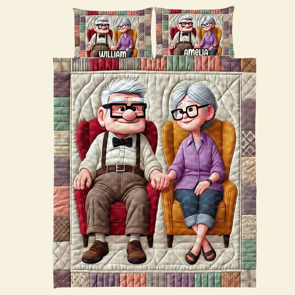 Personalized Cartoon Couple Quilt Bedding Set - Unique Gift for Loved Ones Blanket PopCulturePrints