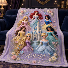 Load image into Gallery viewer, "Every Little Princess's Dream Come True" - Lovely Fairy Tale Princesses Blanket - Personalized Gift for Kids Blanket PopCulturePrints
