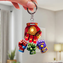 Load image into Gallery viewer, &quot;Fist Bump for Dads!&quot; - Personalized Keychain for Father&#39;s Day Gifts - Custom Gift for Dad and Grandpa Keychains PopCulturePrints
