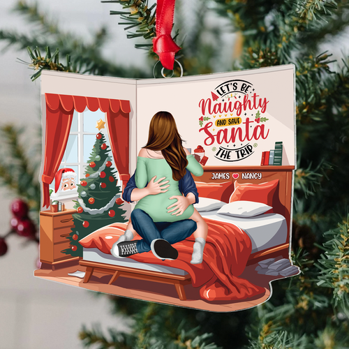 Personalized Naughty Christmas Ornament - Fun Valentine's Day Gifts for Couples Ornament PopCulturePrints