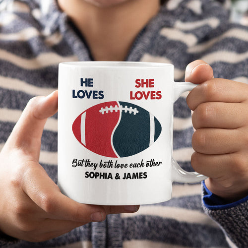 Custom Football Lovers Mug - Personalized Couple Gift for Valentine's Day Gifts Coffee Mug PopCulturePrints