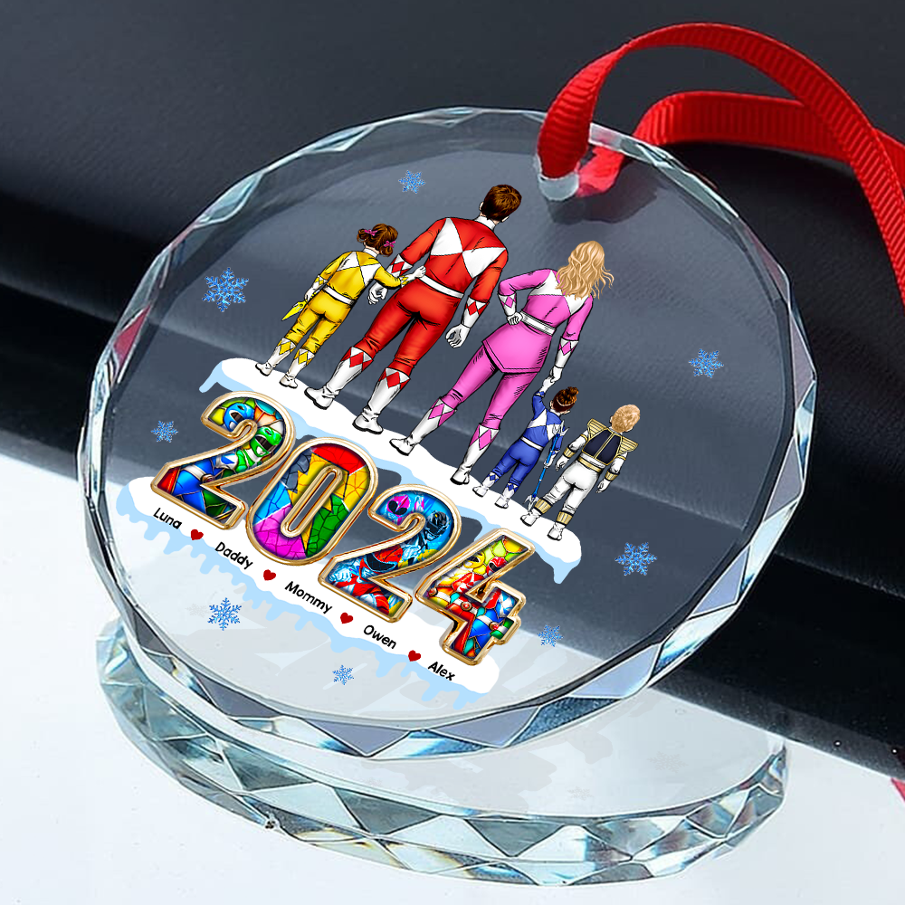 Personalized Family Christmas Ornament 2024 - Power Suit Theme Ornament PopCulturePrints