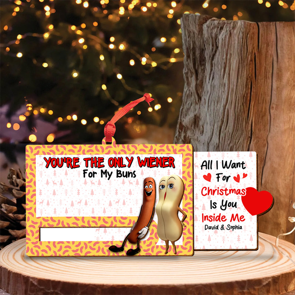 Custom Christmas Ornament for Couples | Hot Dog and Bun Design | Valentine's Day Gifts Ornament PopCulturePrints
