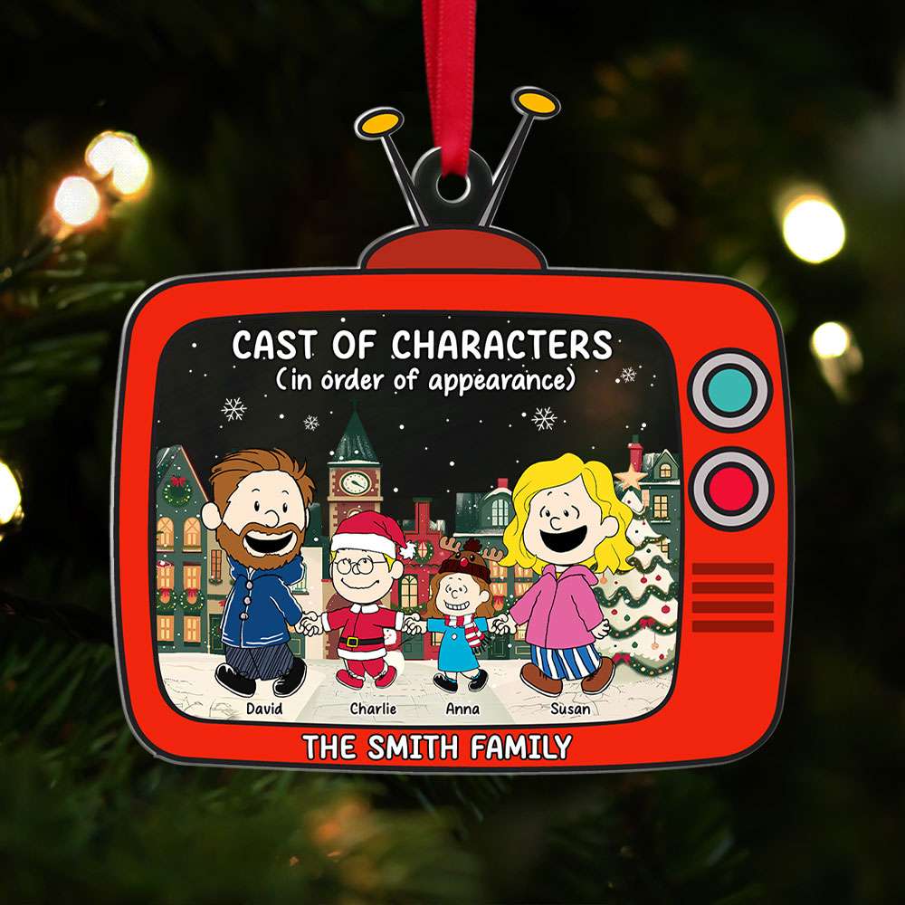 Personalized Family Christmas Acrylic Ornament - Cartoon Characters Ornament PopCulturePrints