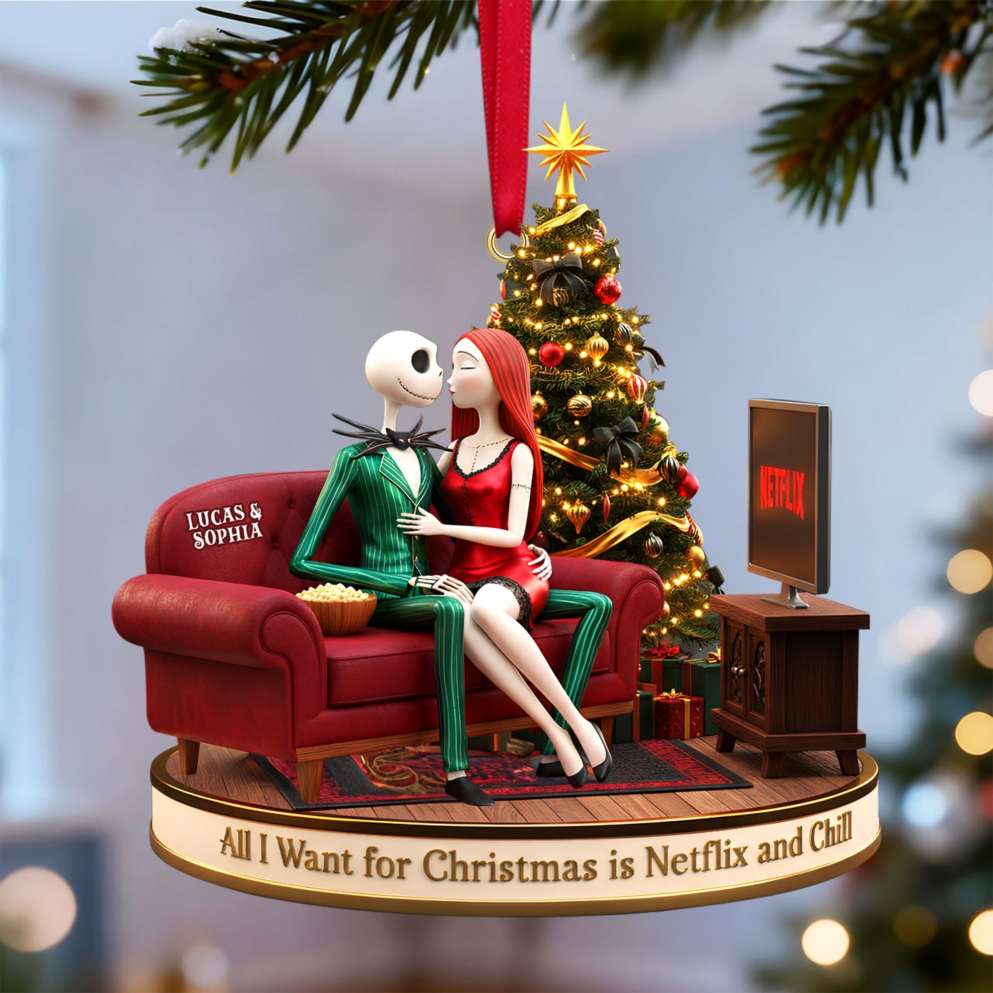 All I Want for Christmas is Netflix and Chill - Personalized Christmas Ornament for Couples Ornament PopCulturePrints