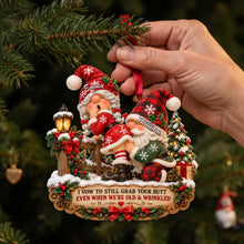 Load image into Gallery viewer, I Vow to Still Grab Your Butt - Playful Gnome Couple Ornament - Personalized Gift for Couples
