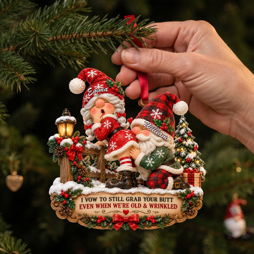 I Vow to Still Grab Your Butt - Playful Gnome Couple Ornament - Personalized Gift for Couples Ornament PopCulturePrints