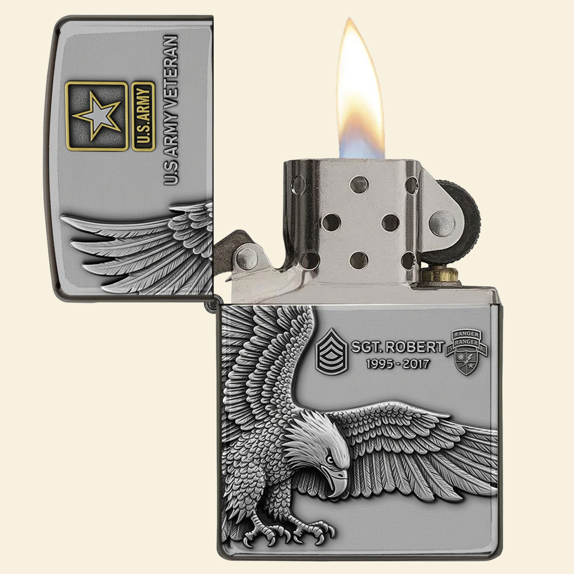 "Honor Your Service with Every Flick" - Badass Military Lighter - Personalized Gift for Veterans Lighter PopCulturePrints