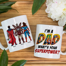 Load image into Gallery viewer, Personalized Superhero Dad Coffee Mug - Custom Names Coffee Mug PopCulturePrints
