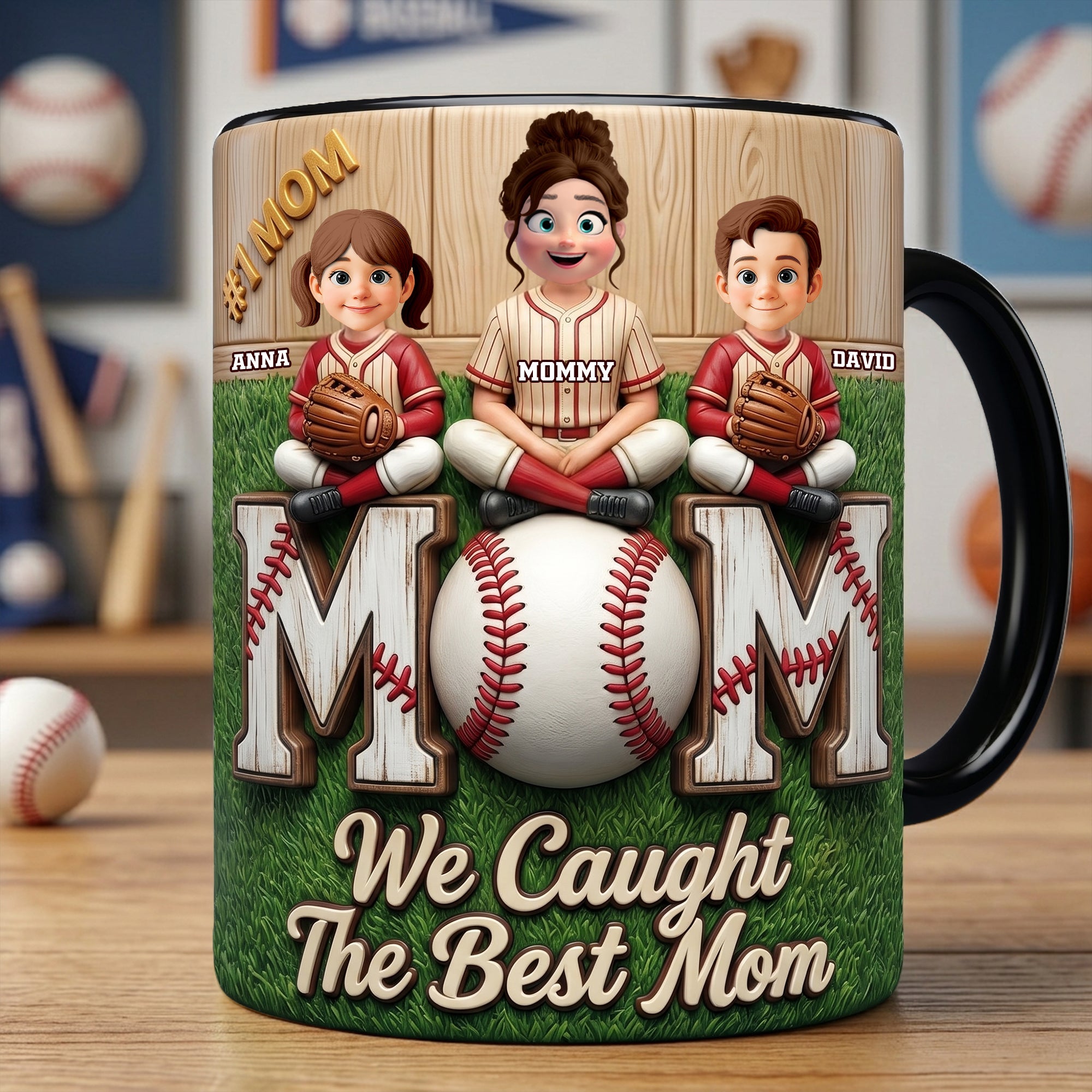 We Caught The Best Mom - Personalized Proud Baseball Mom Magic Coffee Mug Coffee Mug PopCulturePrints