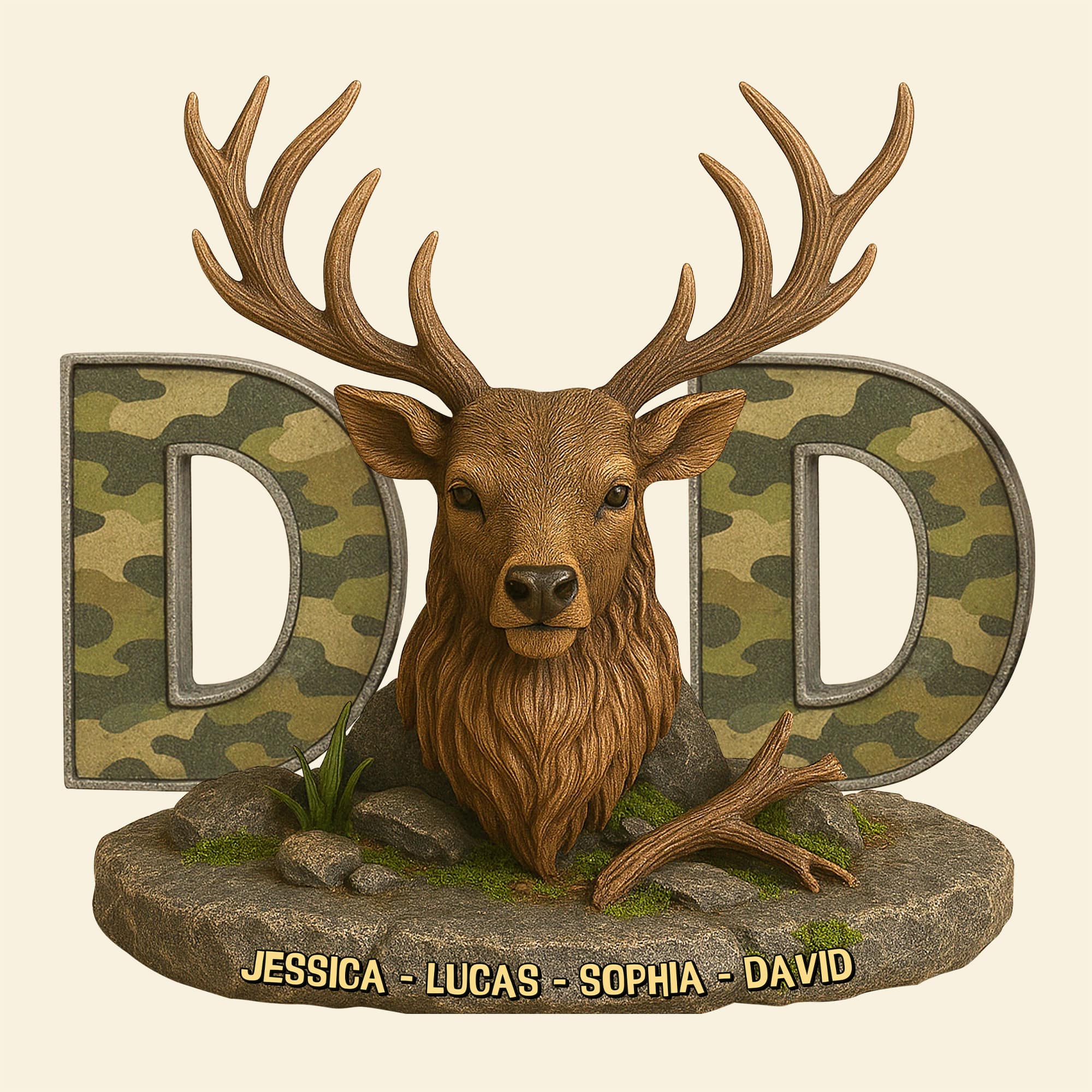 "A Unique Tribute to Your Loved Ones - Personalized Hunting Deer Plaque Gift for Dad, Grandpa, Hunters" Shaped Plaques PopCulturePrints