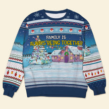 Load image into Gallery viewer, Personalized Cartoon Family Walking Hand In Hand Ugly Christmas Sweater
