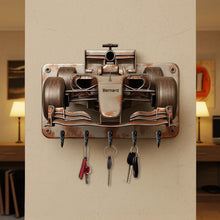 Load image into Gallery viewer, &quot;Rev up your passion with every key!&quot; - Racing Car Key Hanger, Personalized Gift for Racing Fans Wood Sign PopCulturePrints

