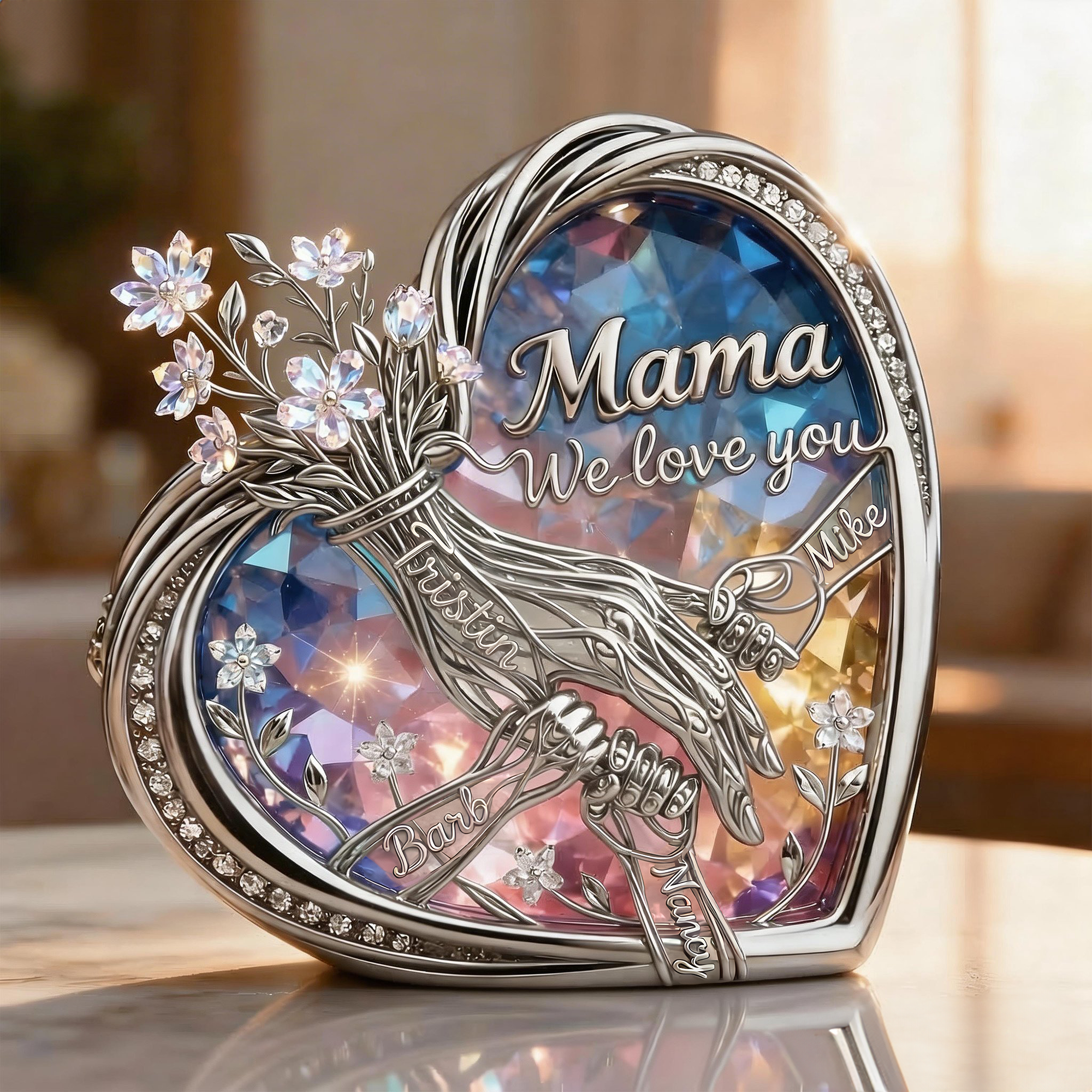 Mom & Children Holding Hands Love Acrylic Plaque - Personalized Gift for Mom, Grandma & More Shaped Plaques PopCulturePrints
