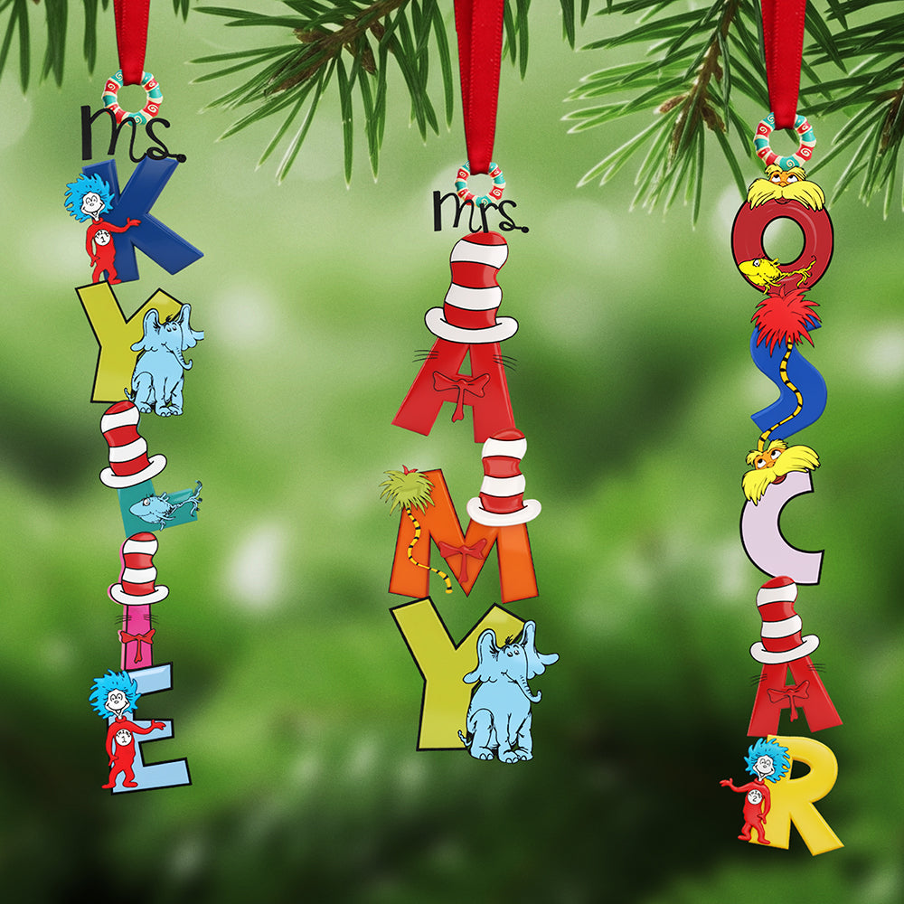"Celebrate Creativity!" Personalized Teacher Alphabet Name Acrylic Ornament - Custom Gift for Teachers, Students, and Gift-Givers Ornament PopCulturePrints