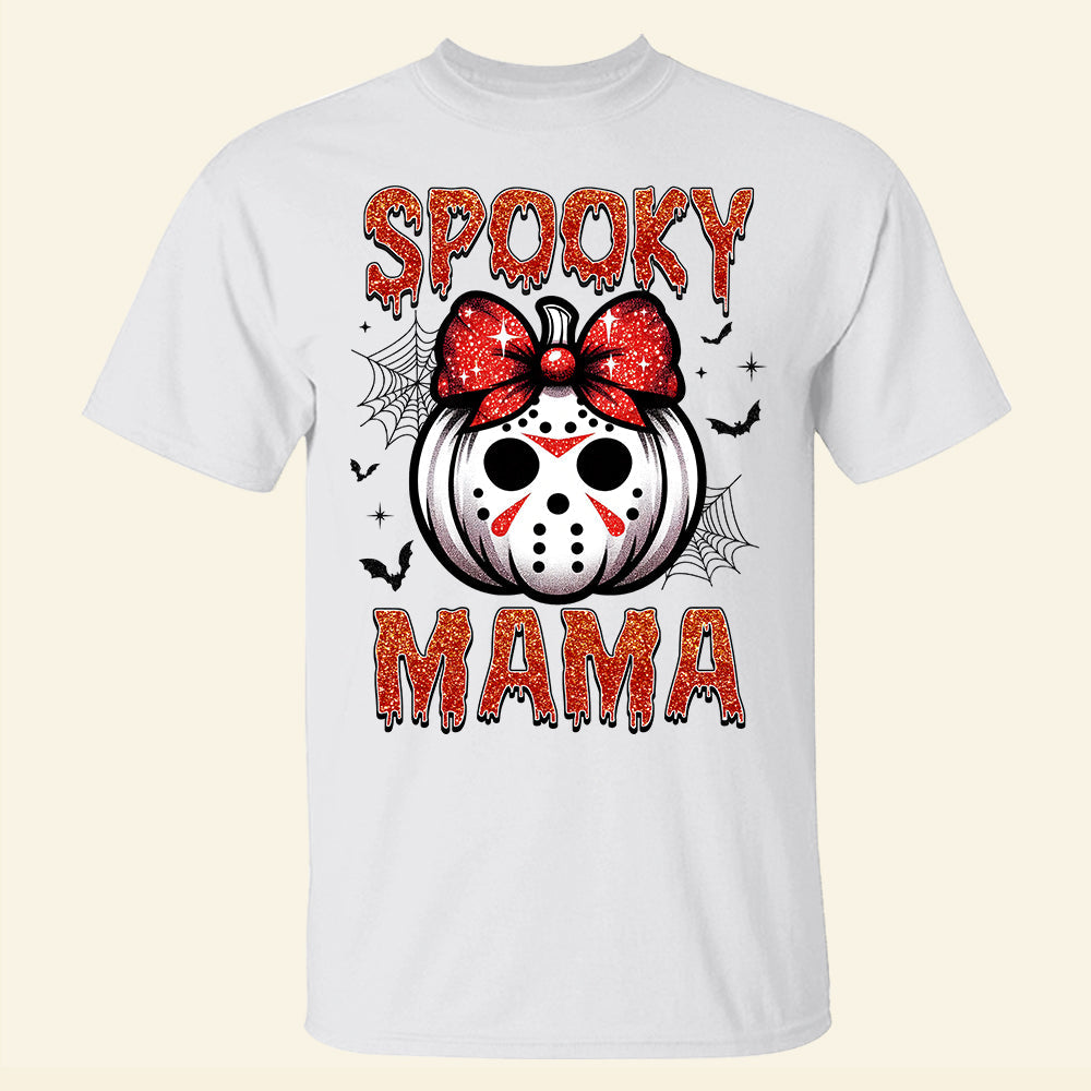 Spooky Mama Personalized Halloween Glitter Shirt for Moms