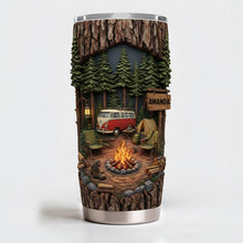 Load image into Gallery viewer, "Embrace the Great Outdoors" - Campfire Adventure 20oz Tumbler - Personalized Gift for Camping Lovers Tumbler Cup PopCulturePrints
