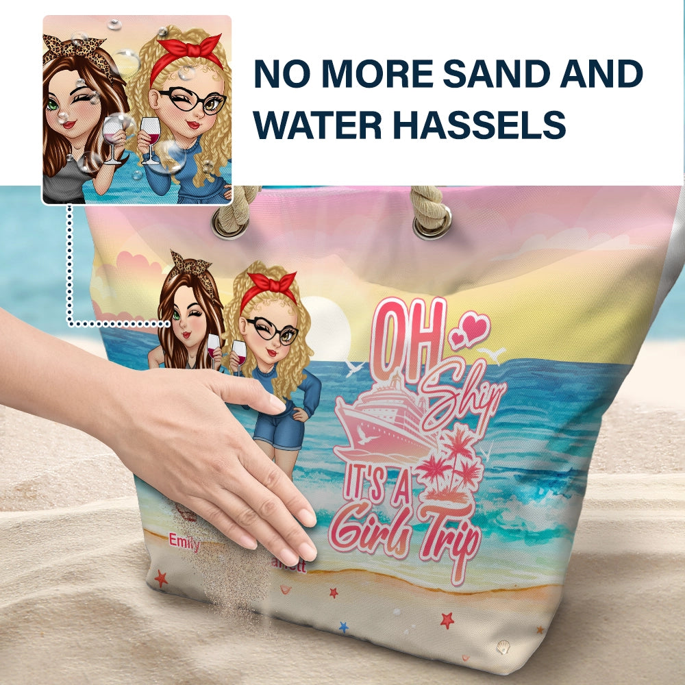 Oh Ship, It's A Girl's Trip - Personalized Beach Bag Beach Bag PopCulturePrints