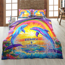Load image into Gallery viewer, Personalized Dolphin Couple Quilt Bedding Set - A Touch of Ocean Magic Blanket PopCulturePrints
