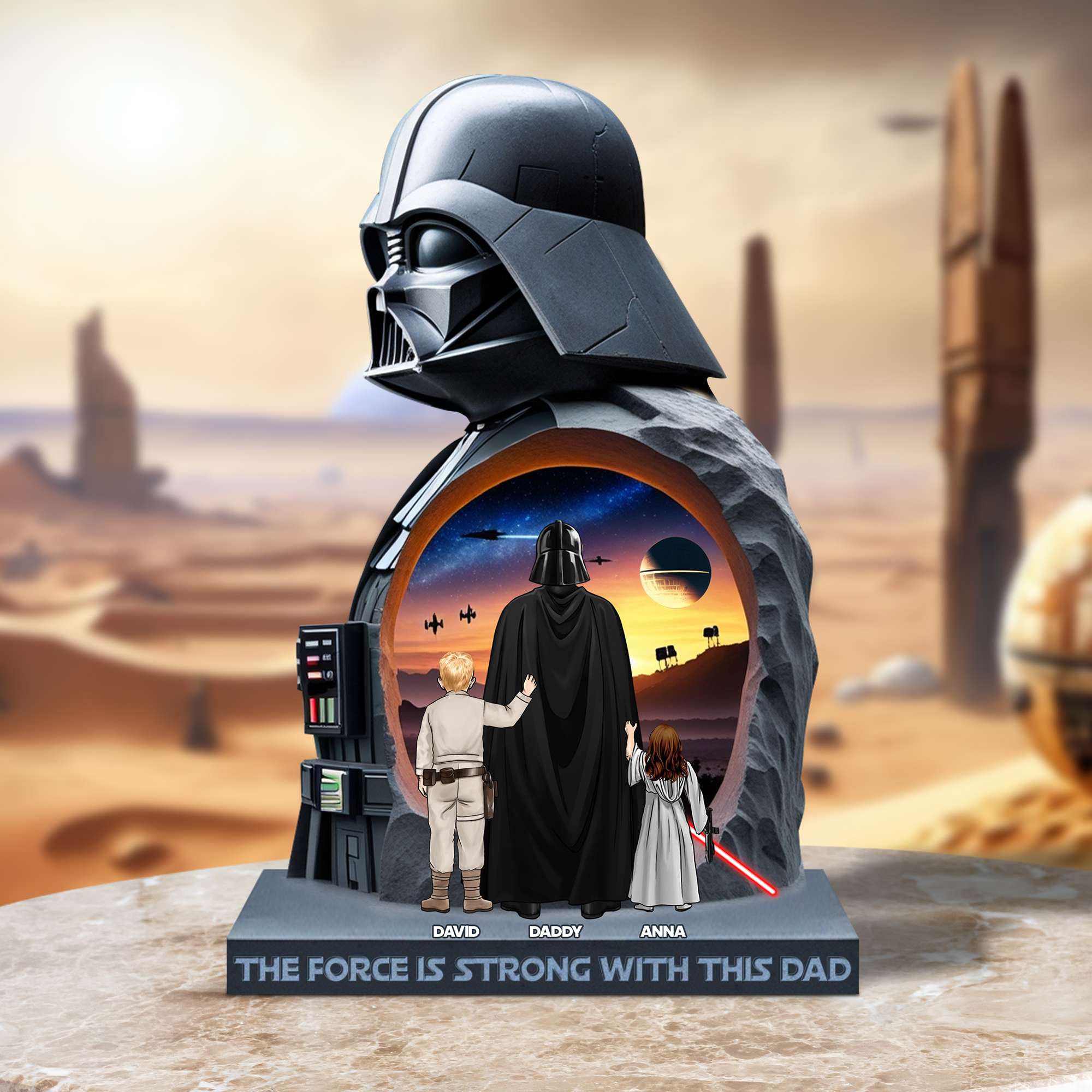 The Force Is Strong with This Dad - Custom Acrylic Plaque Gift for Dad, Grandpa & To Be Dads Shaped Plaques PopCulturePrints
