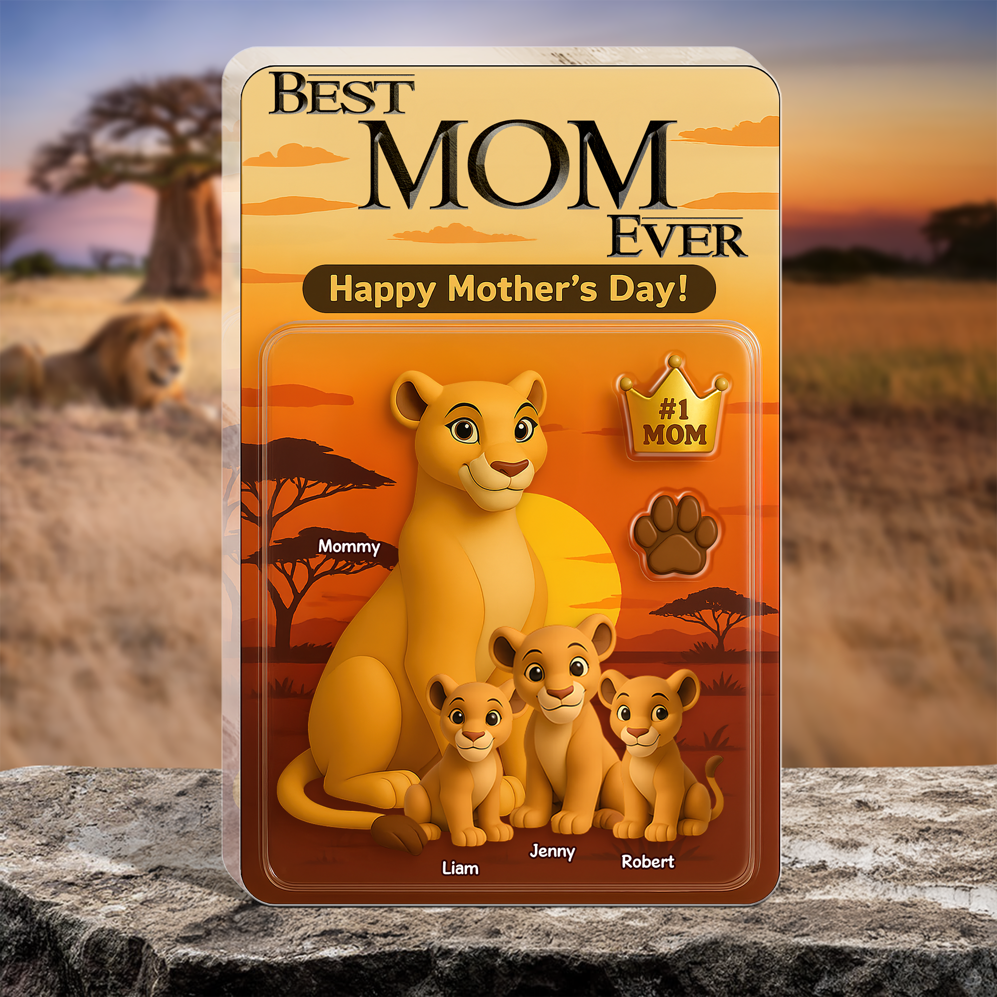Best Lion Mom Ever - Personalized Acrylic Plaque Gift for Mom & Grandma Shaped Plaques PopCulturePrints