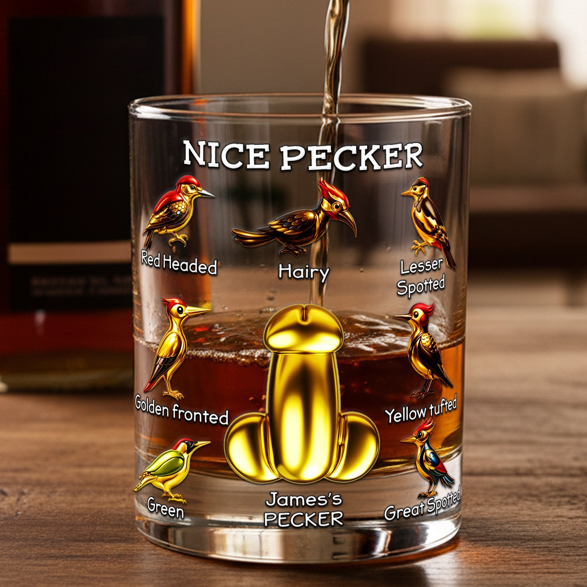 Nice Pecker - Personalized Round Glass for Him - Perfect Gift for Friends & Family Glass PopCulturePrints