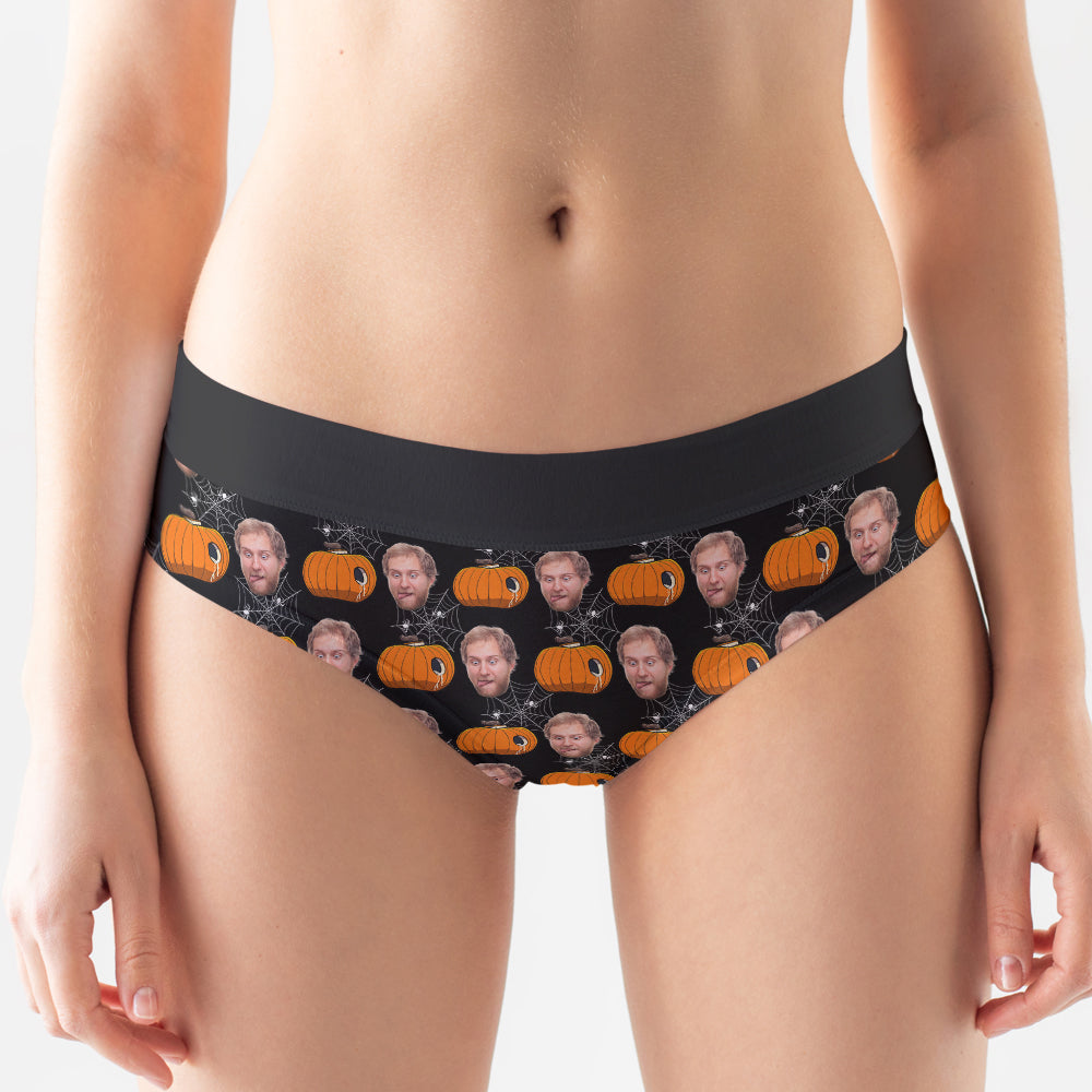 Custom Halloween Pumpkin & Bone Themed Couple's Boxers and Briefs