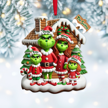 Load image into Gallery viewer, Personalized Family Christmas Ornament - Green Cartoon Character Design
