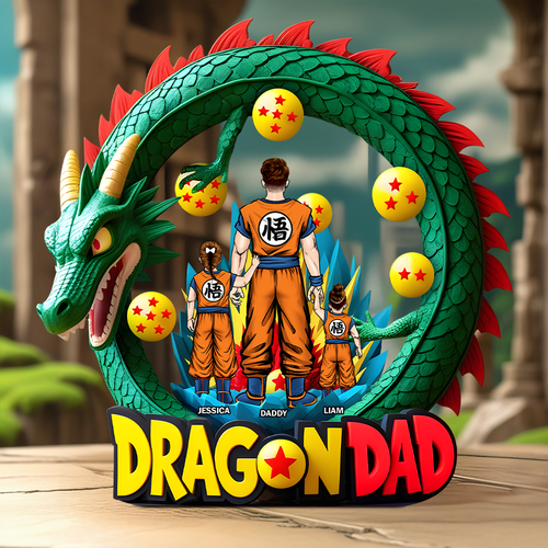 Dragon Dad: A Personalized Tribute to the Best Father - Custom Plaque Gift for Dads, Kids, and Family Shaped Plaques PopCulturePrints