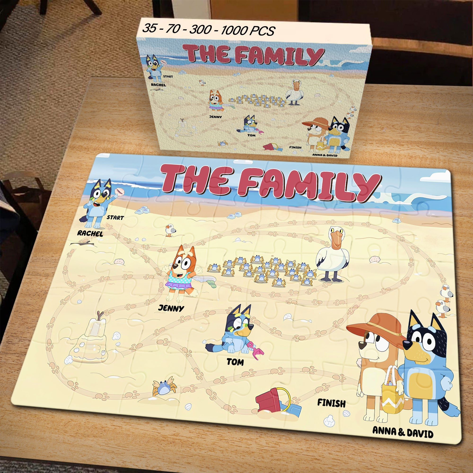 Personalized Family Cartoon Jigsaw Puzzle - Customizable Name Puzzle - Perfect Gift for Kids & Families