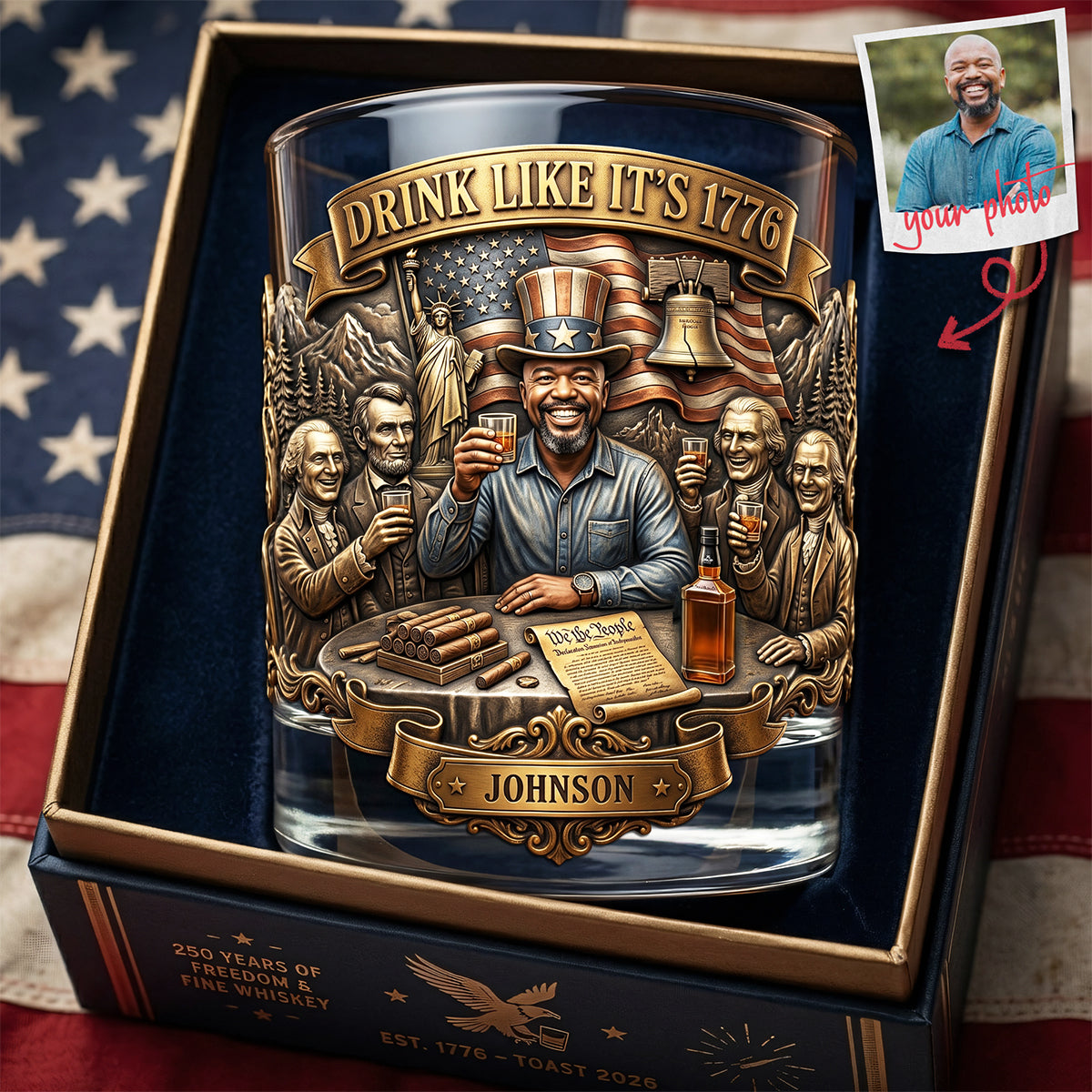 Drink Like It's 1776 - Personalized Drinking Glass for Patriots Glass PopCulturePrints